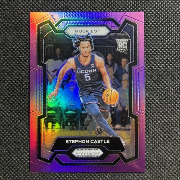 2024 Prizm Draft Picks Stephon Castle RC Rookie Purple 19/75 #17 Spurs - Picture 1 of 2